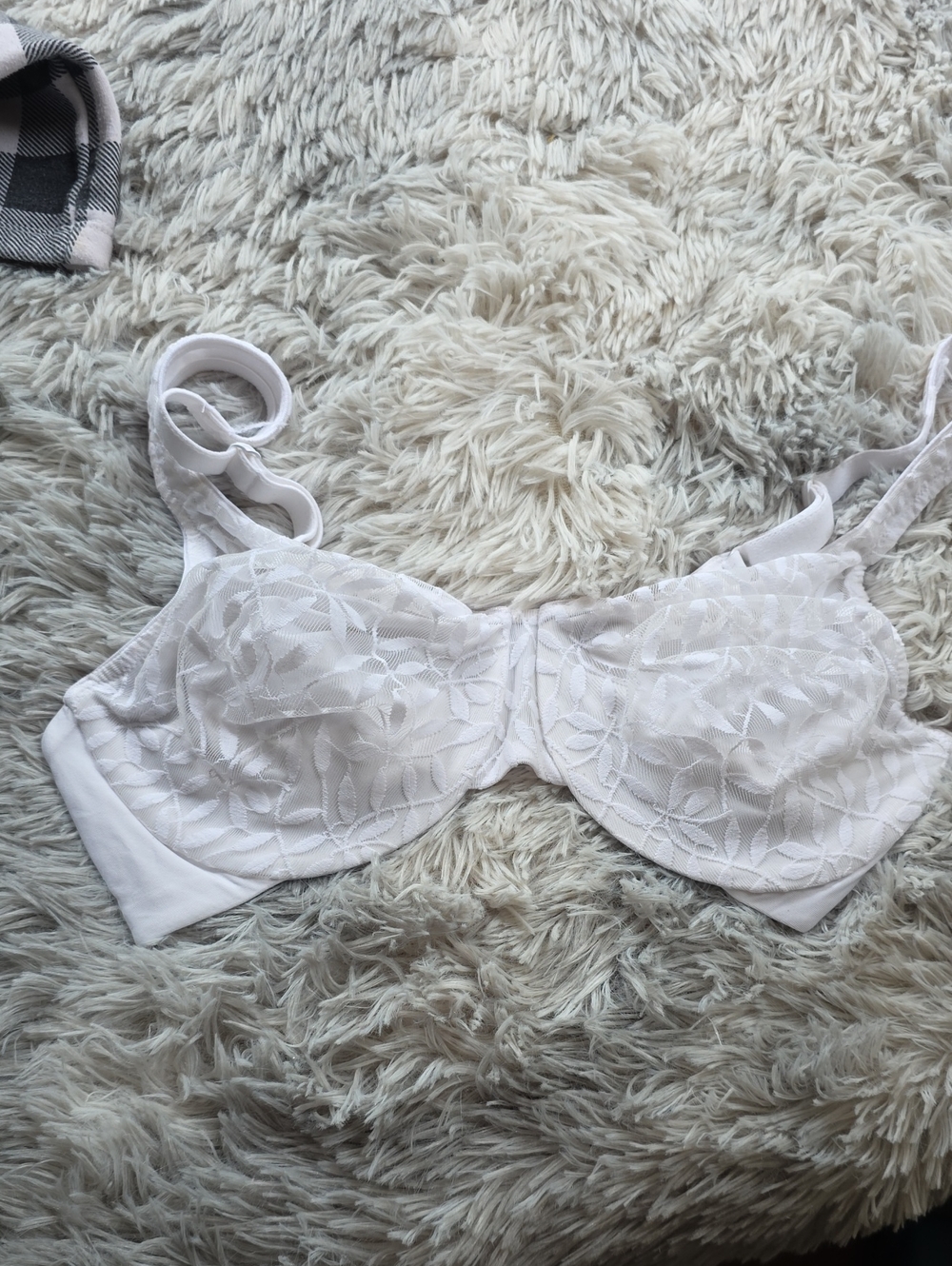 Olga White Lace Underwire Bra with Floral Overlay